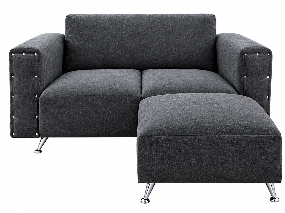 Sillón Nórdico gris grafito con chaise y patas cromadas